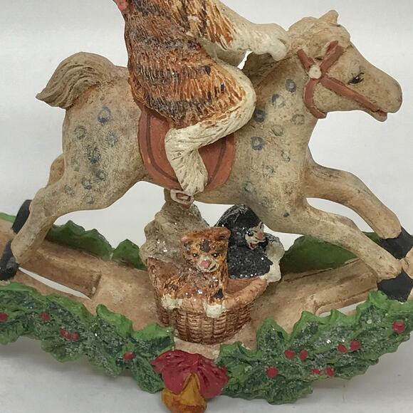 Christmas Cat Ornament Rocking Horse & resin Printed Box The Country Loft - Picture 8 of 8